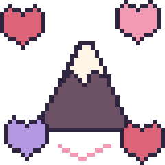 Pixel art Montagne avec des cœurs, grille 40 × 40