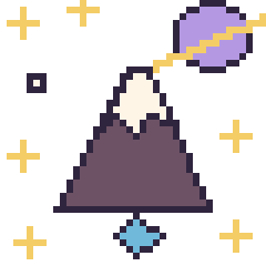 Pixel art Montagne dans l’espace, grille 40 × 40