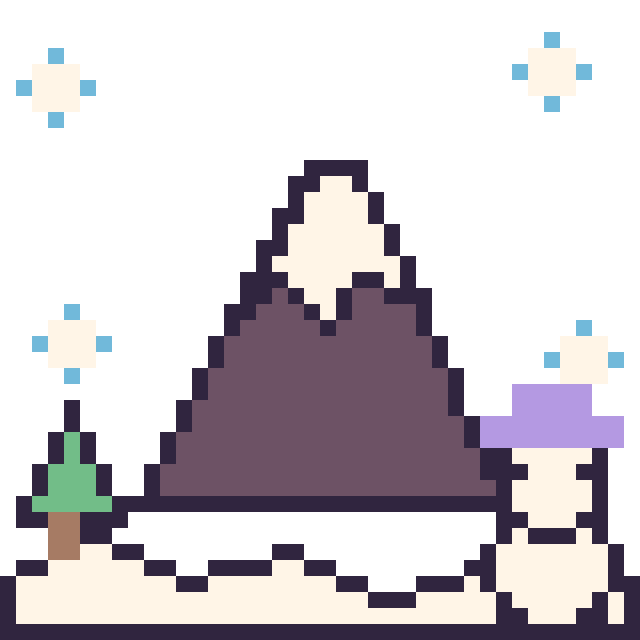 Modèle de pixel art Montagne en hiver sur une grille de 40 par 40 cases