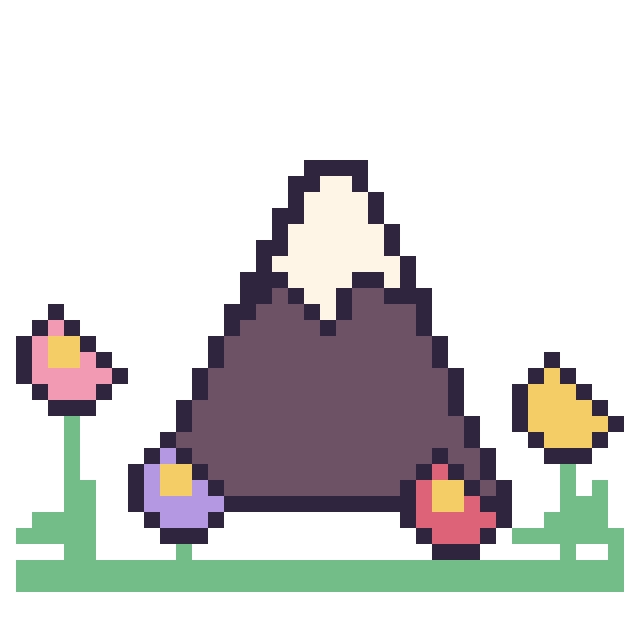 Modèle de pixel art Montagne dans le jardin sur une grille de 40 par 40 cases