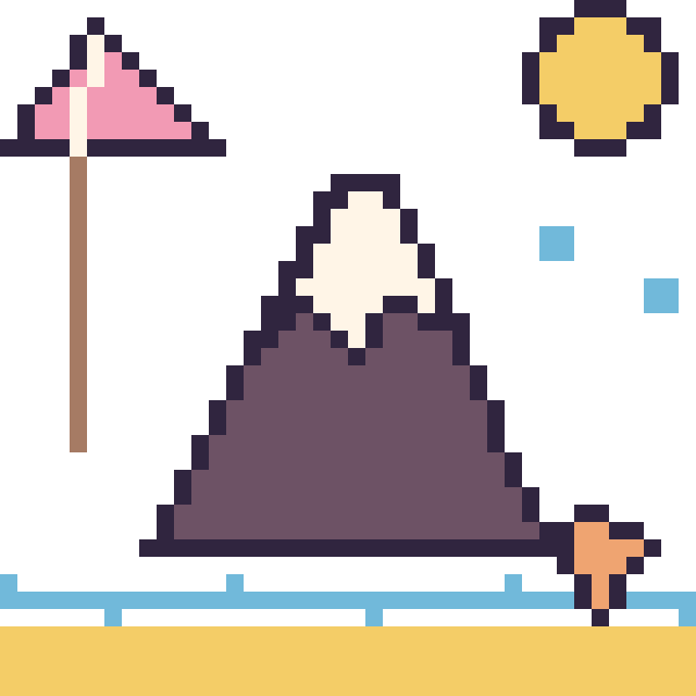 Modèle de pixel art Montagne à la plage sur une grille de 40 par 40 cases