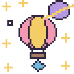 Pixel art Montgolfière dans l’espace, grille 40 × 40
