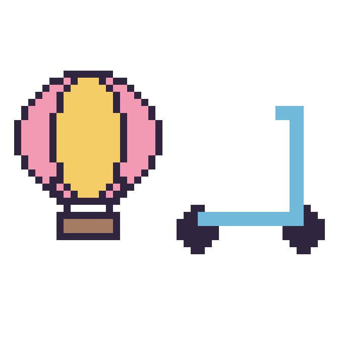 Modèle de pixel art Montgolfière et Trottinette sur une grille de 48 par 48 cases