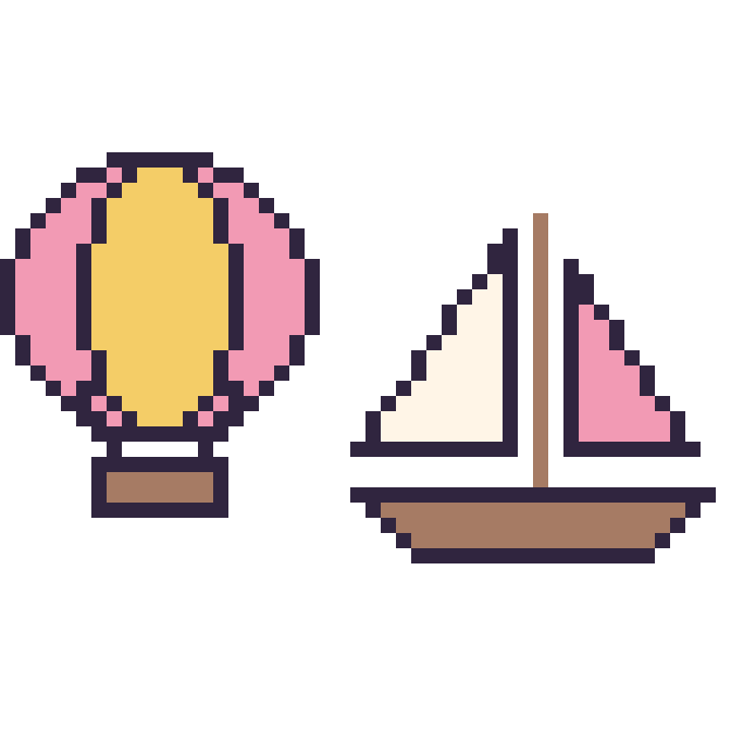 Modèle de pixel art Montgolfière et Voilier sur une grille de 48 par 48 cases