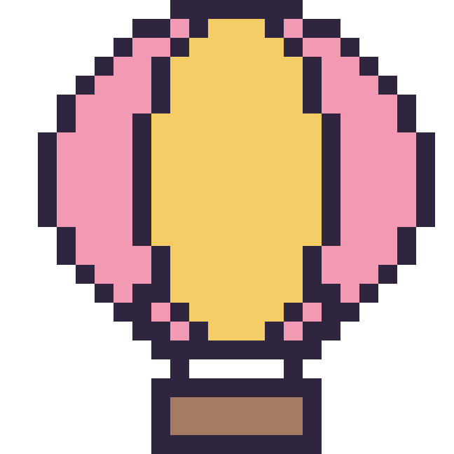 Modèle de pixel art Montgolfière sur une grille de 24 par 24 cases