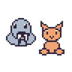Pixel art Morse et Chat assis, grille 48 × 48
