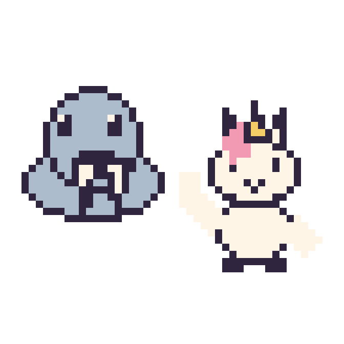 Modèle de pixel art Morse et Licorne qui fait coucou sur une grille de 48 par 48 cases