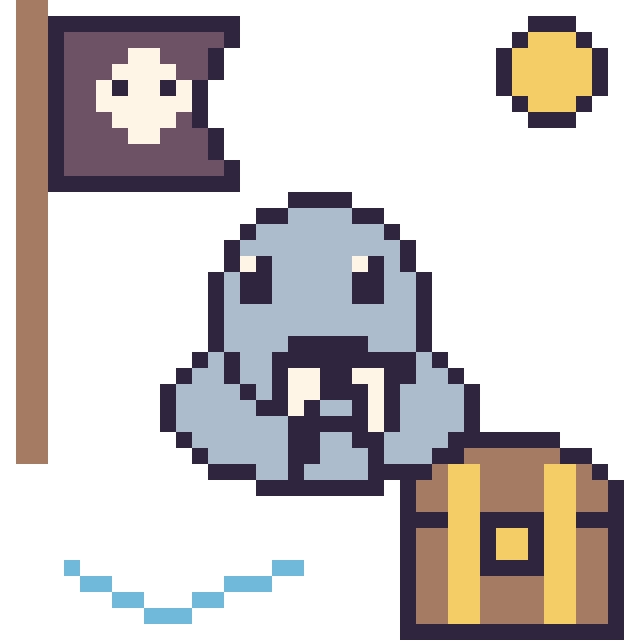 Modèle de pixel art Morse en aventure pirate sur une grille de 40 par 40 cases
