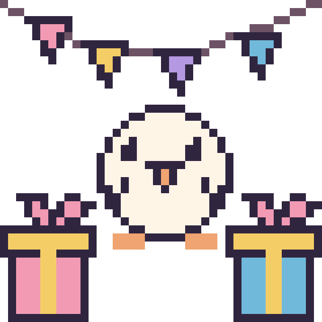 Modèle de pixel art Mouette pour un anniversaire sur une grille de 40 par 40 cases