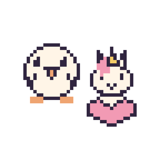 Modèle de pixel art Mouette et Licorne avec un cœur sur une grille de 48 par 48 cases