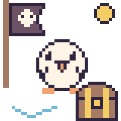 Pixel art Mouette en aventure pirate, grille 40 × 40