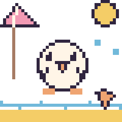 Pixel art Mouette à la plage, grille 40 × 40