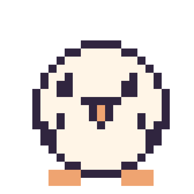 Modèle de pixel art Mouette sur une grille de 24 par 24 cases