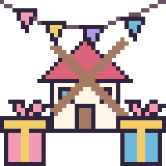 Pixel art Moulin pour un anniversaire, grille 40 × 40