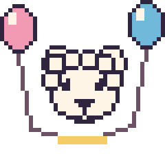 Pixel art Mouton avec des ballons, grille 40 × 40