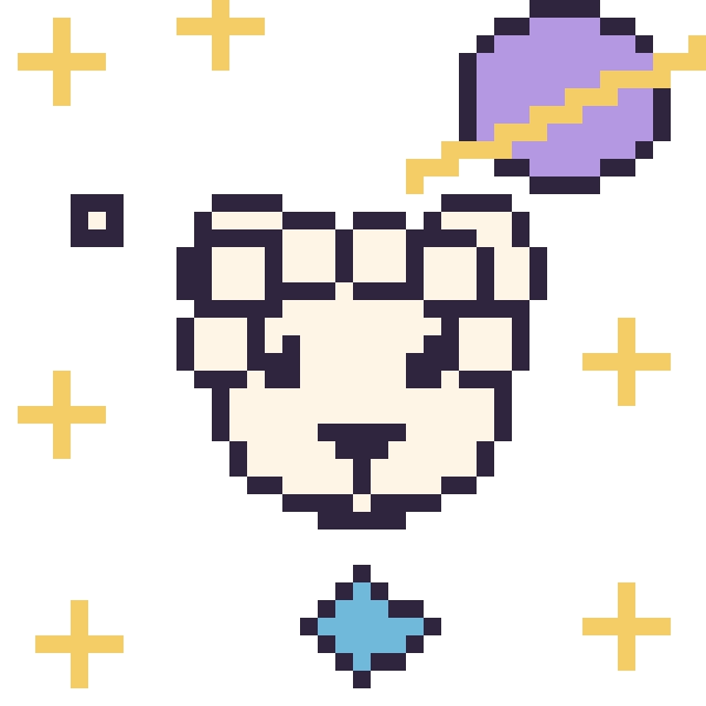Modèle de pixel art Mouton dans l’espace sur une grille de 40 par 40 cases