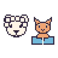 Pixel art Mouton et Chat avec un livre, grille 48 × 48
