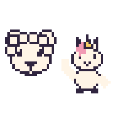 Pixel art Mouton et Licorne qui fait coucou, grille 48 × 48