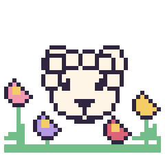 Pixel art Mouton dans le jardin, grille 40 × 40