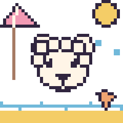 Pixel art Mouton à la plage, grille 40 × 40
