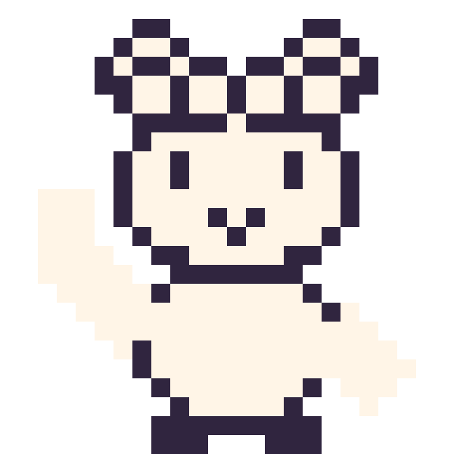 Modèle de pixel art Mouton qui fait coucou sur une grille de 24 par 24 cases