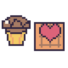 Pixel art Muffin au chocolat et Gaufre avec un cœur, grille 40 × 40