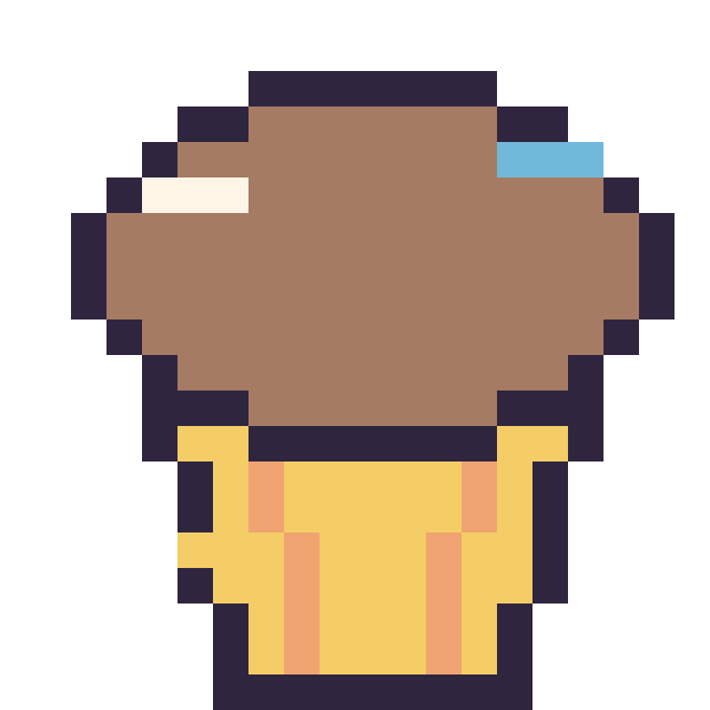Modèle de pixel art Muffin décoré sur une grille de 20 par 20 cases