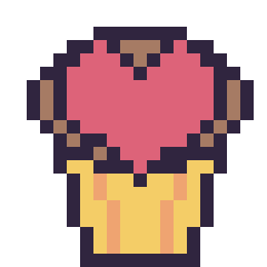 Pixel art Muffin avec un cœur, grille 20 × 20