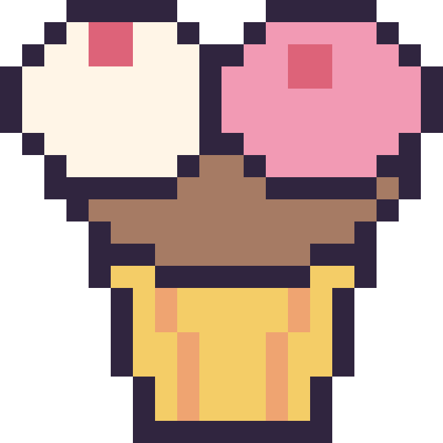 Modèle de pixel art Muffin double garniture sur une grille de 20 par 20 cases
