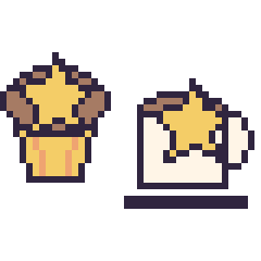 Pixel art Muffin avec une étoile et Tasse de thé avec une étoile, grille 40 × 40