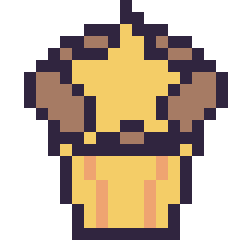 Pixel art Muffin avec une étoile, grille 20 × 20