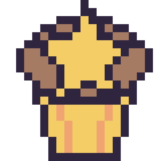 Modèle de pixel art Muffin avec une étoile sur une grille de 20 par 20 cases
