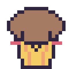 Pixel art Muffin kawaii, grille 20 × 20