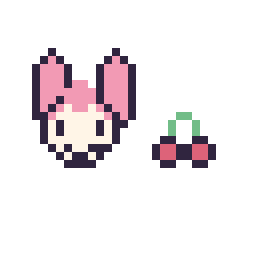 Pixel art My Melody mini et Cerises mini, grille 32 × 32
