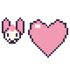 Pixel art My Melody mini et Cœur, grille 40 × 40