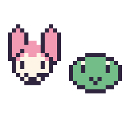 Pixel art My Melody mini et Keroppi mini, grille 32 × 32