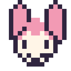Pixel art My Melody mini 16 × 16, grille 16 × 16