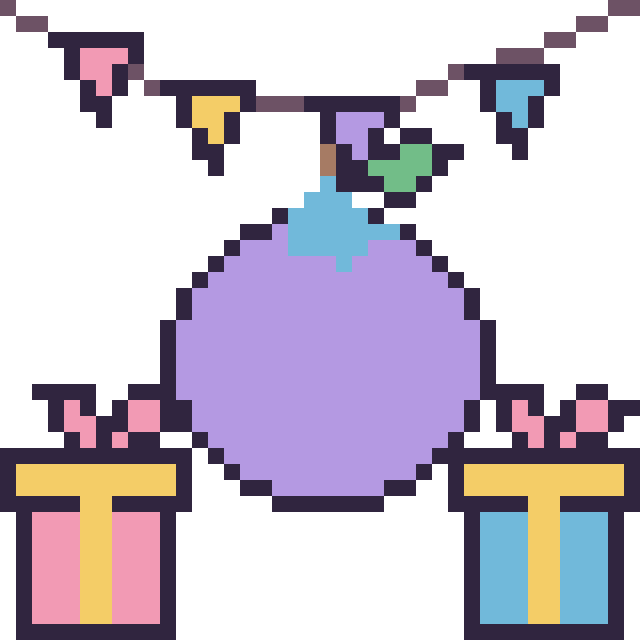 Modèle de pixel art Myrtille pour un anniversaire sur une grille de 40 par 40 cases