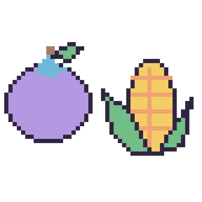 Modèle de pixel art Myrtille et Maïs sur une grille de 48 par 48 cases