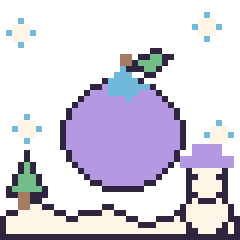 Pixel art Myrtille en hiver, grille 40 × 40