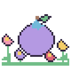 Pixel art Myrtille dans le jardin, grille 40 × 40