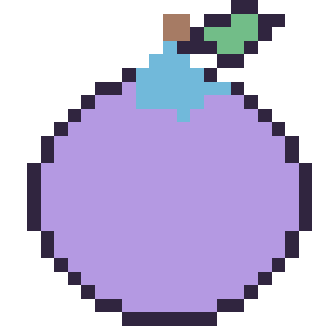 Modèle de pixel art Myrtille sur une grille de 24 par 24 cases