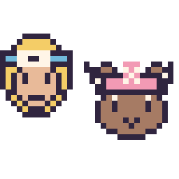 Pixel art Naruto mini et Chopper mini, grille 32 × 32