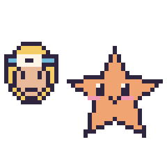 Pixel art Naruto mini et Étoile de mer, grille 40 × 40