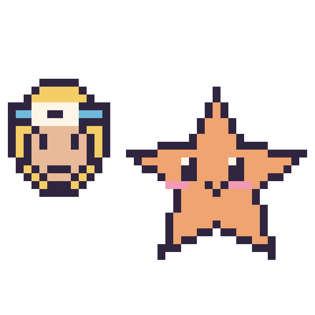 Modèle de pixel art Naruto mini et Étoile de mer sur une grille de 40 par 40 cases