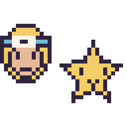Pixel art Naruto mini et Étoile kawaii 16 × 16, grille 32 × 32