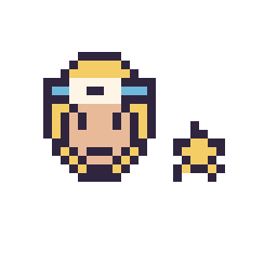 Pixel art Naruto mini et Étoile mini, grille 32 × 32