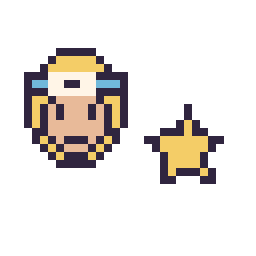 Pixel art Naruto mini et Étoile simple 10 × 10, grille 32 × 32