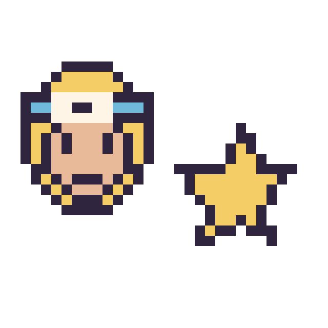 Modèle de pixel art Naruto mini et Étoile simple 12 × 12 sur une grille de 32 par 32 cases