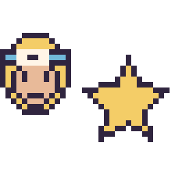 Pixel art Naruto mini et Étoile simple 16 × 16, grille 32 × 32
